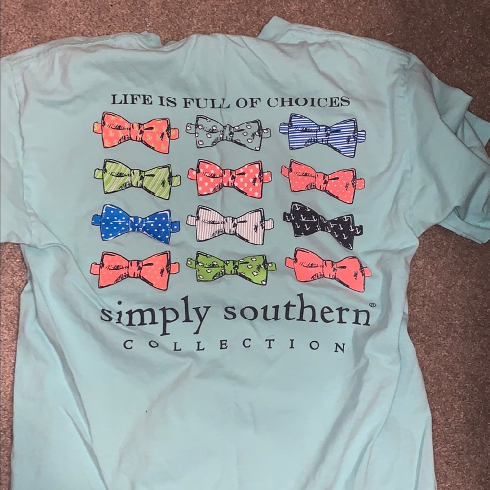 Simply Southern t-shirt turquoise medium bows - Picture 1 of 3